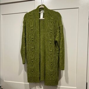 Anthropologie Moss Green Open Front Cardigan